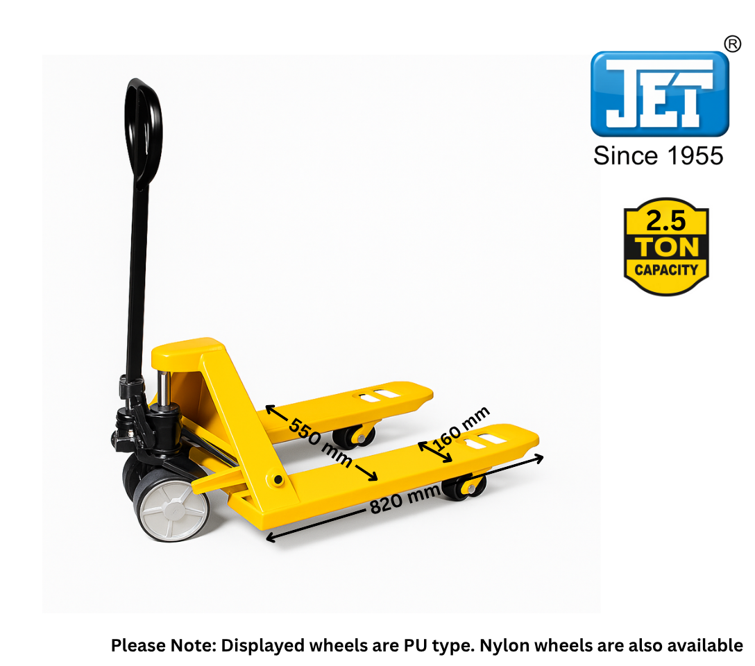 JET Mini Hand Pallet Truck 2.5 Ton - short length 820mm fork