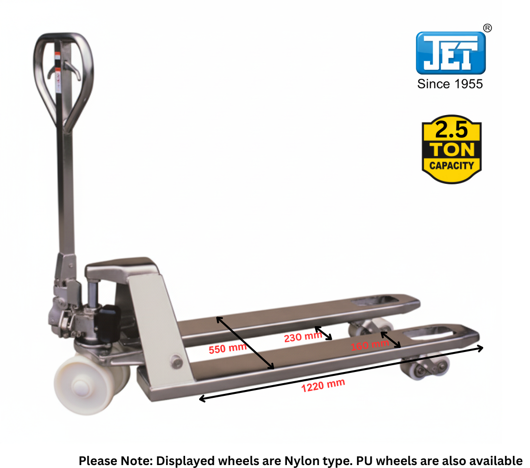 JET Hand Pallet Truck 2.5 Ton - Stainless Steel